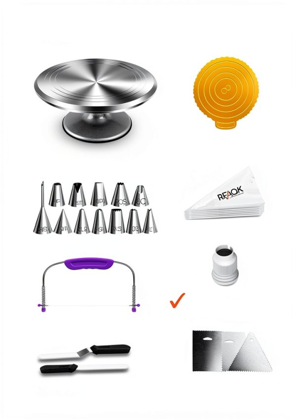 RFAQK Aluminum Cake Decorating Kit Classic Silver-1