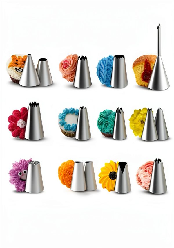 RFAQK Cake Decorating Kit Silver Aluminum 250 Pieces-4