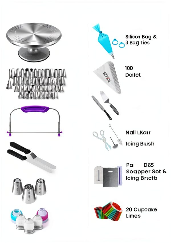 RFAQK Cake Decorating Kit Silver Aluminum 250 Pieces-2