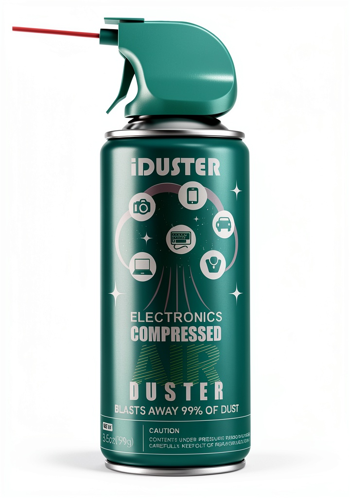 iDuster air duster being used on a computer keyboard
