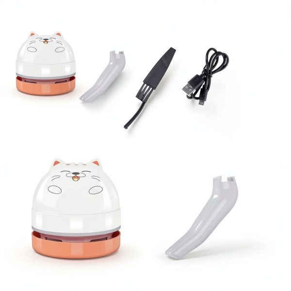 YUNYILAN Mini Vacuum Cleaner White Orange Handheld Desk-5