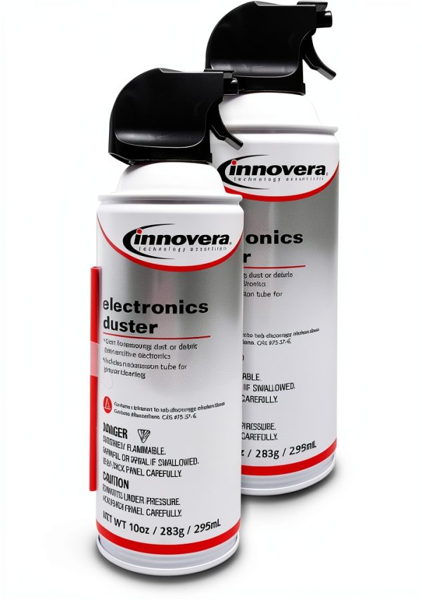 Innovera IVR10012 White Air Duster 2‑Pack Ozone Safe Straw-0