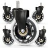 Innovative Haus Office Chair Wheels Replacement Set of 5 - Heavy Duty 3'' Clear Caster Wheels for Carpet and Hardwood Floors - Universal Fit, Quiet and Smooth Rolling - No Desk Floor Mat Needed-0