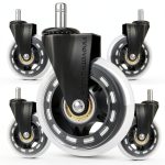 Innovative Haus Office Chair Wheels Replacement Set of 5 - Heavy Duty 3'' Clear Caster Wheels for Carpet and Hardwood Floors - Universal Fit, Quiet and Smooth Rolling - No Desk Floor Mat Needed-0