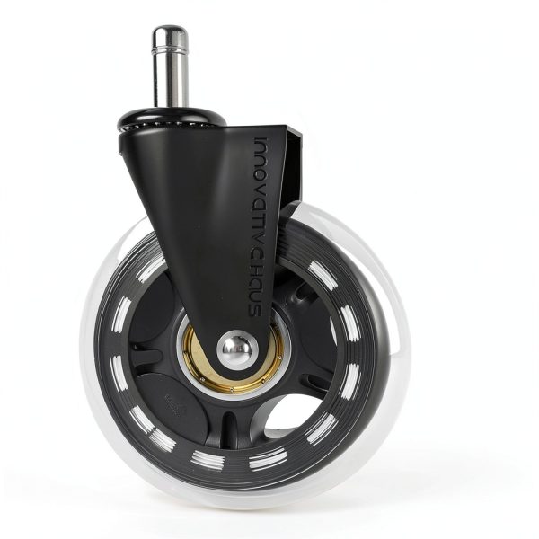 Innovative Haus Office Chair Wheels Replacement Set of 5 - Heavy Duty 3'' Clear Caster Wheels for Carpet and Hardwood Floors - Universal Fit, Quiet and Smooth Rolling - No Desk Floor Mat Needed-3
