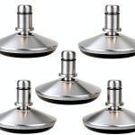 Bell Glides Replacement Office Chair Swivel Caster Wheels to Fixed Stationary Castors，Adjustable Castor Low Profile Stool with Separate Self Adhesive Felt Pads Black 5pcs Silver-0