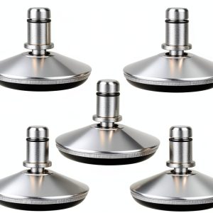 Bell Glides Replacement Office Chair Swivel Caster Wheels to Fixed Stationary Castors，Adjustable Castor Low Profile Stool with Separate Self Adhesive Felt Pads Black 5pcs Silver-0