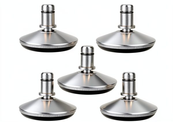 Bell Glides Replacement Office Chair Swivel Caster Wheels to Fixed Stationary Castors，Adjustable Castor Low Profile Stool with Separate Self Adhesive Felt Pads Black 5pcs Silver-0