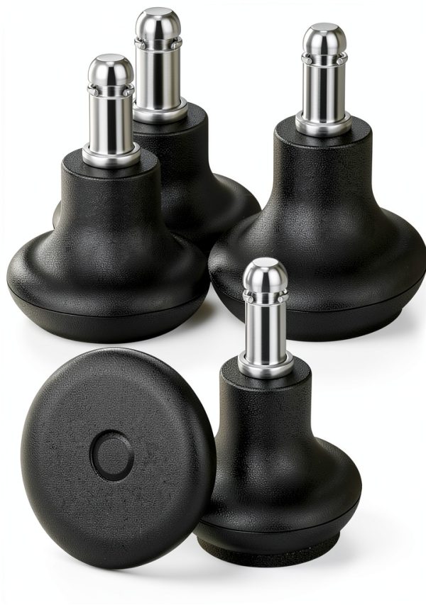 Outus 5 Pieces Bell Glides Replacement Office Chair Wheels Stopper Office Chair Swivel Caster Wheels Stool Bell Glides with Separate Self Adhesive Pads (Low Profile)-1