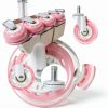 Pink Office Chair Caster Wheels Set of 5, 3 Inch Heavy-Duty Rubber Chair Casters Replacement, Computer Gaming Desk Caster Wheels Smooth Rolling for Hardwood Carpet Tile Floors, 11 * 22mm Universal fit-2