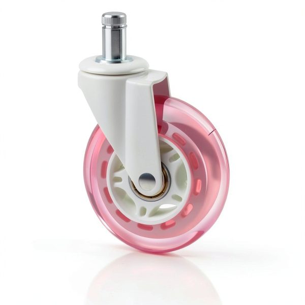 Pink Office Chair Caster Wheels Set of 5, 3 Inch Heavy-Duty Rubber Chair Casters Replacement, Computer Gaming Desk Caster Wheels Smooth Rolling for Hardwood Carpet Tile Floors, 11 * 22mm Universal fit-1