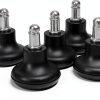 Bell Glides Replacement Office Chair or Stool Swivel Caster Wheels to Fixed Stationary Castors, Low Profile Bell Glides with Separate Self Adhesive Felt Pads, Chair Feet Wheel Stopper-0