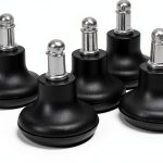 Bell Glides Replacement Office Chair or Stool Swivel Caster Wheels to Fixed Stationary Castors, Low Profile Bell Glides with Separate Self Adhesive Felt Pads, Chair Feet Wheel Stopper-0
