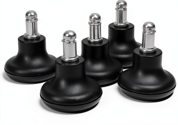Bell Glides Replacement Office Chair or Stool Swivel Caster Wheels to Fixed Stationary Castors, Low Profile Bell Glides with Separate Self Adhesive Felt Pads, Chair Feet Wheel Stopper-0