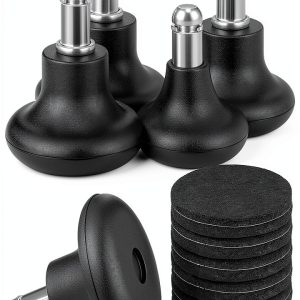 Outus 5 Pieces Bell Glides Replacement Office Chair Wheels Stopper Office Chair Swivel Caster Wheels Stool Bell Glides with Separate Self Adhesive Pads (Low Profile)-0