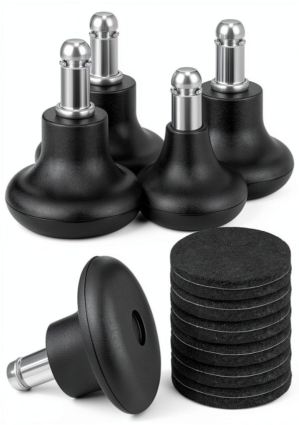 Outus 5 Pieces Bell Glides Replacement Office Chair Wheels Stopper Office Chair Swivel Caster Wheels Stool Bell Glides with Separate Self Adhesive Pads (Low Profile)-0