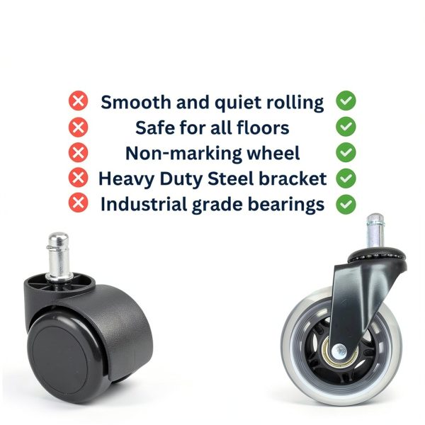 ALTRA Office Chair Wheel Casters 3‑Inch Roller‑Blade 5 Heavy‑Duty-5