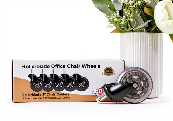Office Chair Caster Wheels Set of 5 Duty Rubber for Hardwood Floors-5