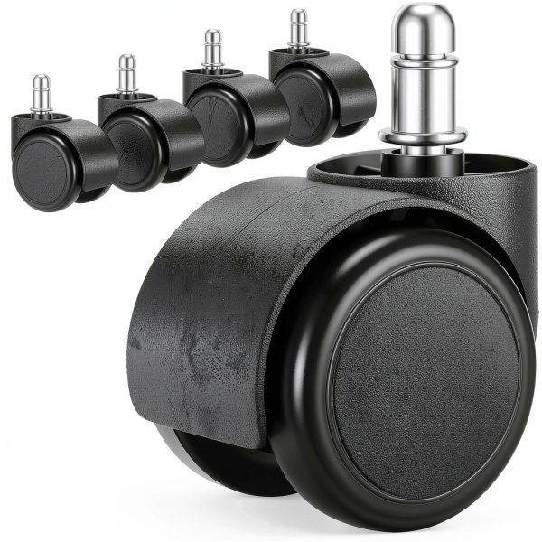 2 Inch Office Chair Casters Wheels Pztayoe Duty Quiet Rubber Set 5pcs-0