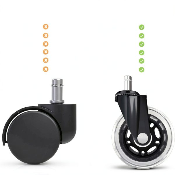 Office Chair Caster Wheels Set of 5 Duty Rubber for Hardwood Floors-3