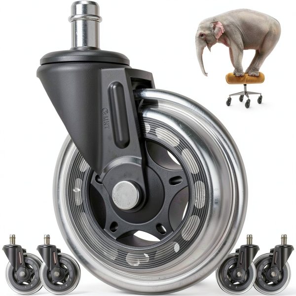 Office Chair Replacement Wheels 5 Pack EMNT Heavy Duty Rubber Casters-0