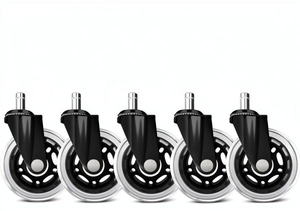Office Chair Caster Wheels Set of 5 Duty Rubber for Hardwood Floors-1