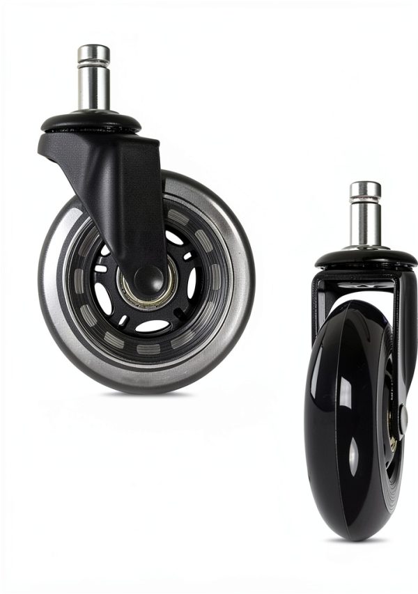 Office Chair Caster Wheels Set of 5 Duty Rubber for Hardwood Floors-4